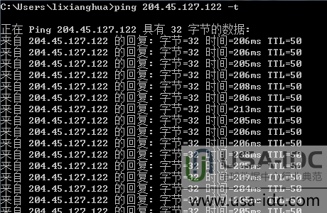 深圳電信到美國FDC機房的ping值